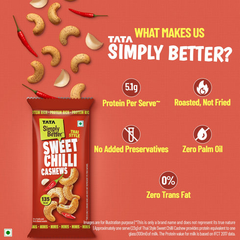Tata Simply Better Sweet Chilli Flavoured Roasted Cashews