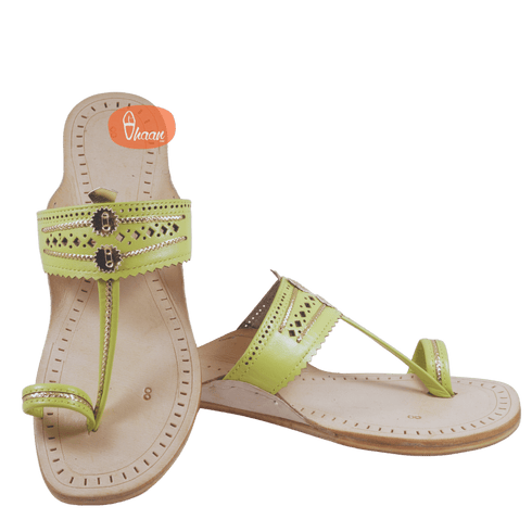 Vhaanfootwear Lemon Green Color Ladies Kolhapuri Chappal