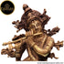 Tamas Brass Handcrafted Lord Krishna Bhagwan Playing Flute with Gau MATA Metal Murti Statue / Idol with Antique Finish ( Brown)