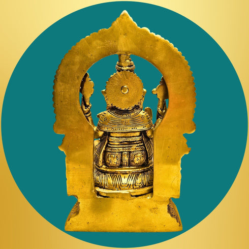 Tamas Brass Lord Ganesha with Aureole and Kirtimukha Statue/Idol