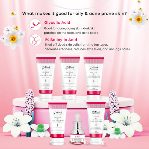 Globus Naturals Glycolic & 1% Salicylic Acid Gift Box - Set of 6