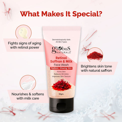 Globus Naturals Retinol Saffron & Milk Face Wash