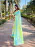 Vasthrlay Blue Satin Georgette Plain Saree