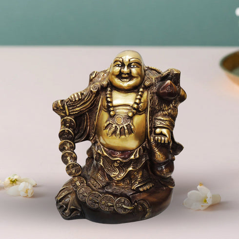 Brass Laughing Budha Antique Statue 6.04Kg