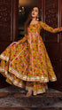 Pomcha Jaipur Yellow Cotton Hand Block Print Anarkali Plazo Set With Organza Dupatta