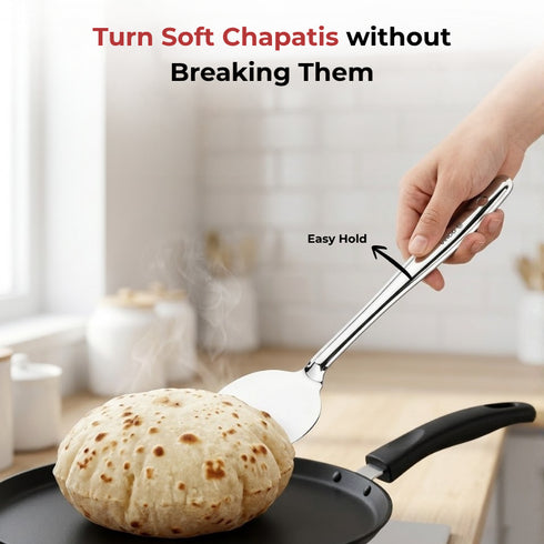 Vinod Stainless Steel Paratha Palta Turner Spatula Set of 2 31 cm Highest Grade Stainless Steel Rust Free Dishwasher Safe No 1