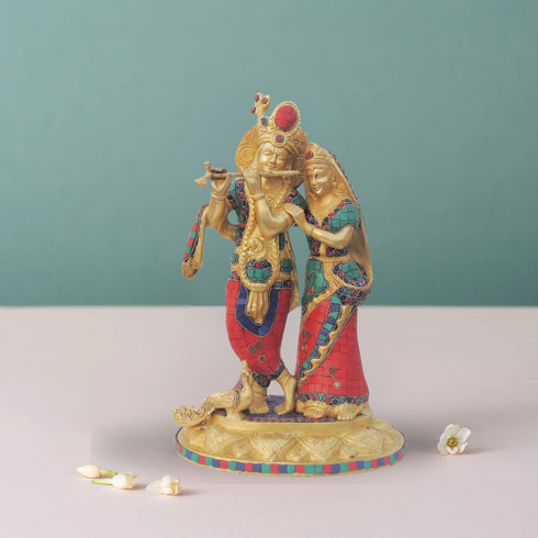 Brass Radhe Krishna Statue God Idol 10.44Kg