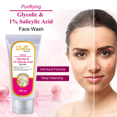 Globus Naturals Glycolic & Salicylic acid Pimple clear Face wash