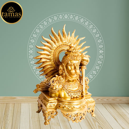 Tamas Brass Lord Hanuman ji Bust with Gada on Shoulder Murti
