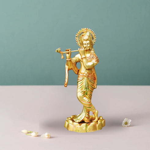 Brass Krishna Colour Statue 1.96Kg