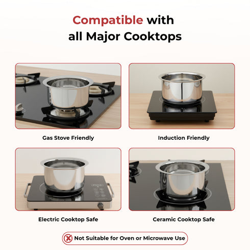 Vinod Stainless Steel Induction Friendly Flat Bottom Tope without Lid 6 Litre with Mirror Finish Strong and Durable Rust Free No 18