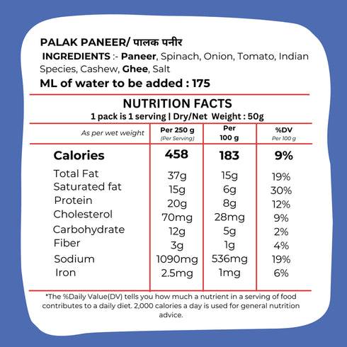 Drym foods Palak Paneer
