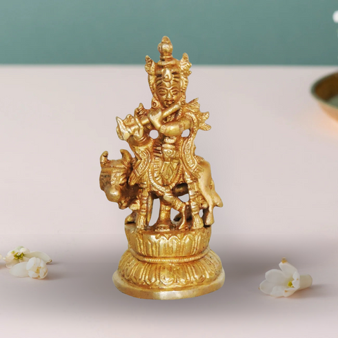 Brass Krishan Ji God Idol Statue 0.3Kg