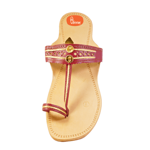 Vhaanfootwear Maroon Color Soft Kolhapuri Chappal for women by vhaan