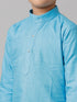 Ramraj Cotton Boys Sky Blue Kurta with Cream Elastic Panchakacham Combo FS4