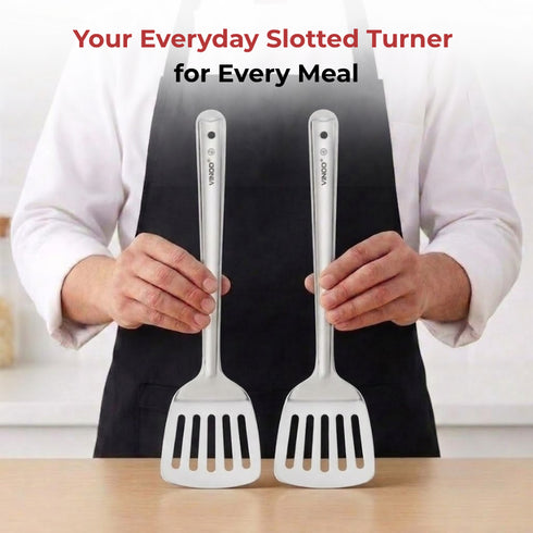 Vinod Stainless Steel Basting Slotted Turner Cooking Palta Set of 2 34 cm High Quality Stainless Steel Rust Free Dishwasher Safe No 5