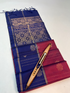 Prakruthi Swarnam Maroon with Navy Blue Double Warp Fancy Design Raindrop Pattern with Contrast Border Handloom Soft Silk Saree
