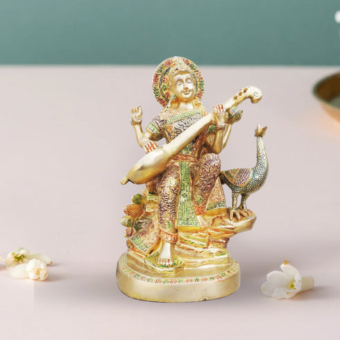 Brass Saraswati Colour Statue 9.17Kg