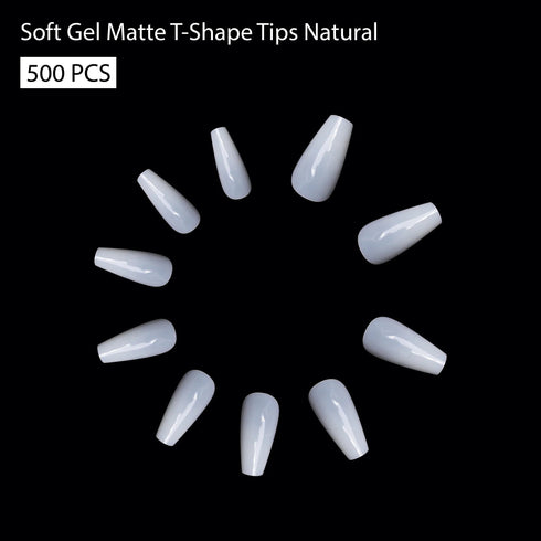 Shills Professional Soft Gel Matte T-Shape Tips-PT19-NATURAL