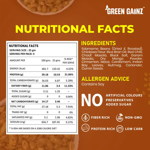Green Gainz Edamame Desi Masala (Pack of 3)