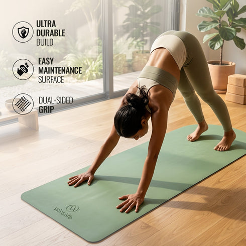 Wiselife Classic PU and Natural Rubber Yoga Mat 6mm