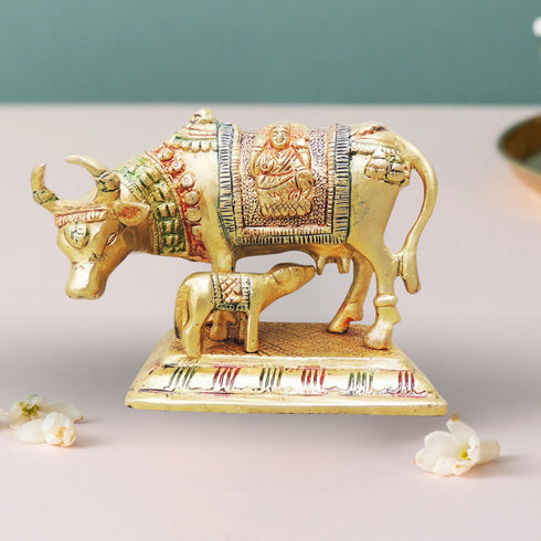 Brass Cow With Calf Statue 1.025Kg