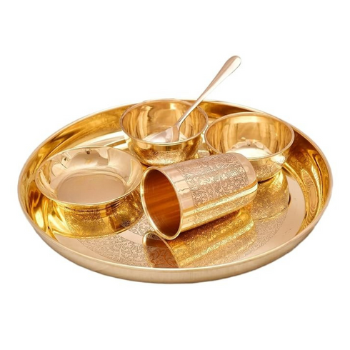 6 Piece Pure Brass Dinner Set