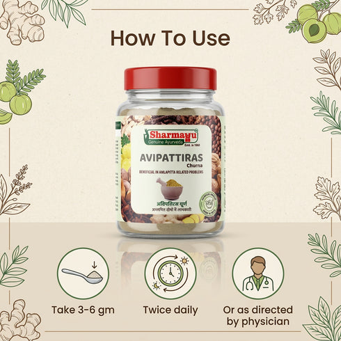 Sharmayu Ayurveda Avipattiras Churna Avipattikar Churna Ayurvedic Remedy for Digestive Health and Hyperacidity 100 GM