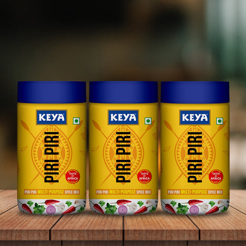 Keyafoods Keya Piri Piri Peri Peri Exotic Spice Mix Multi purpose Seasoning Zero Artifical Colours No Added MSG Instant Seasoning Mix Marinade Mix Dip Mix Sprinkler Perfect for Fries Sweet Corn Makhana Papad Khichdi 100g Pack of 3