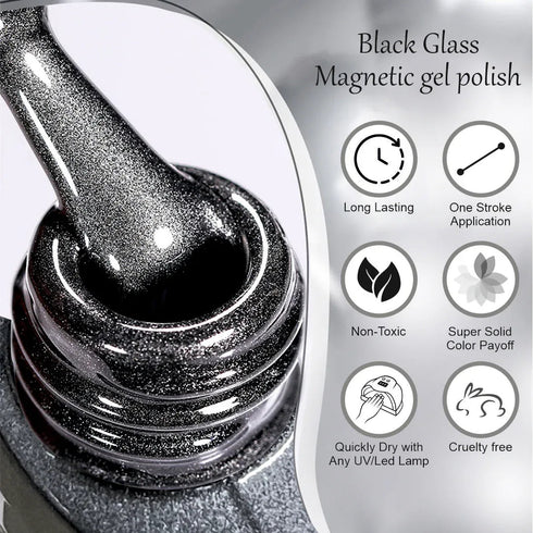 Shills Professional Black Glass Cat Magnetic Gel Polish