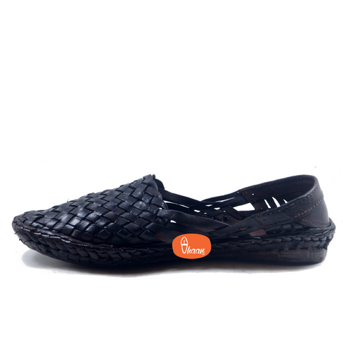 Vhaanfootwear Mens Hand Woven Full Net Shoes Dark Brown Color