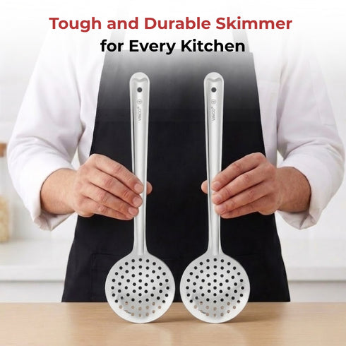 Vinod Stainless Steel Cooking Skimmer Steel Jharni Jhara Set of 2 30 cm Highest Grade Stainless Steel Mirror Finish Rust Free No 4