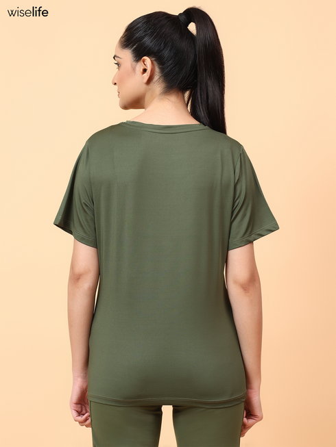 Wiselife Purpose Printed Active T-shirt (Olive green)