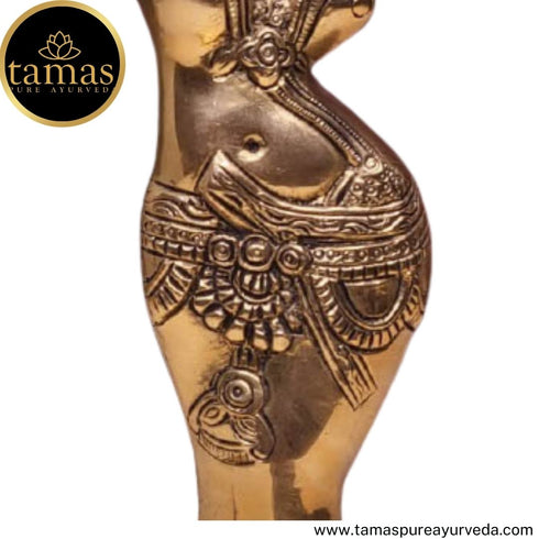 Tamas Brass Handcrafted Golden Salabhanjika Statue / Idol with Antique Finish ( Golden)