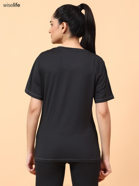 Wiselife Purpose Printed Active T-shirt (Black)