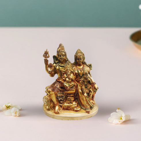 Brass Shiv Parivar Colour Idol Statue 4.668Kg
