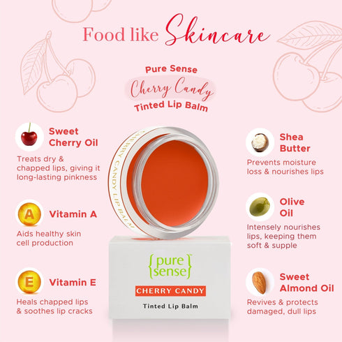 PureSense Cherry Candy Tinted Lip Balm 5ml + Peach Pie Lip Balm 5ml | From the makers of Parachute Advansed