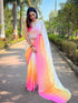 Vasthrlay Pink Satin Georgette Plain Saree