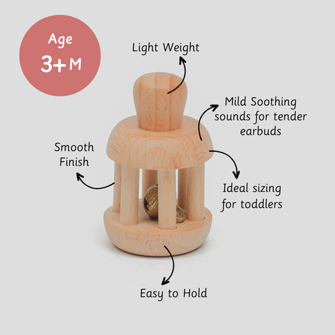 Ariro Toys Wooden Bell Rattle