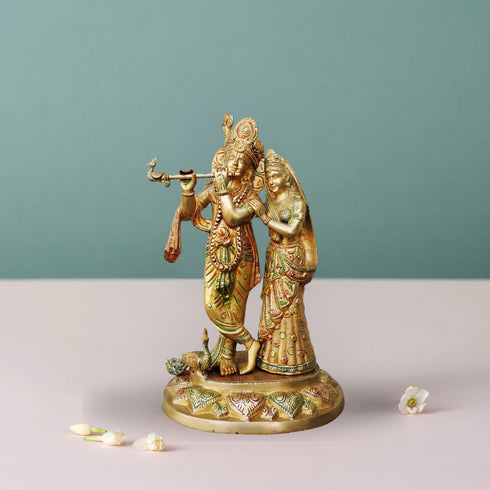Brass Radha Krishna God Idol Statue 9.732Kg