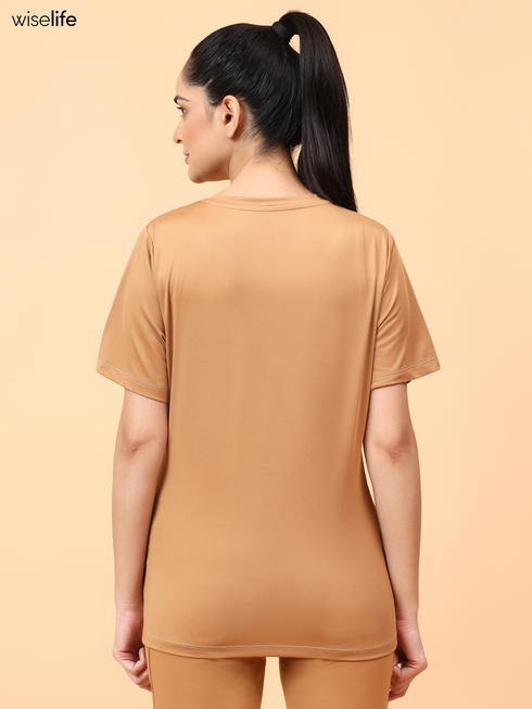 Wiselife Purpose Printed Active T-shirt (Brown)