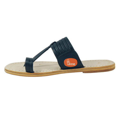 Vhaanfootwear Black Colour Soft Leather Men's Kolhapuri chappal