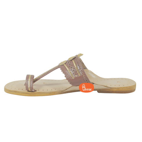 Vhaanfootwear Deep Salmon Color Pure Leather Ladies Kolhapuri by Vhaan
