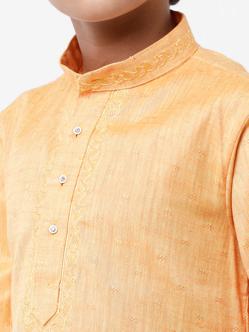 Ramraj Cotton Boys Best Orange Kurta With Cream Pyjama Set BK03
