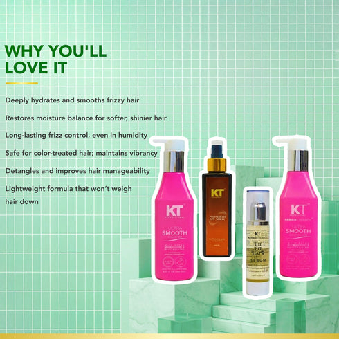 Kt Professional Complete Hair Care Kit with Ultra Smooth Shampoo & Conditioner 250ml Argan Oil 50ml Proshield SPF Spray