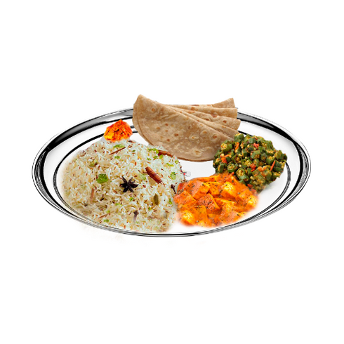 Vinod Stainless Steel Rajbhog Plate Set of 6 28.5 cm Lunch and Dinner Plate Highest Quality Stainless Steel Mirror Finish Rust Free