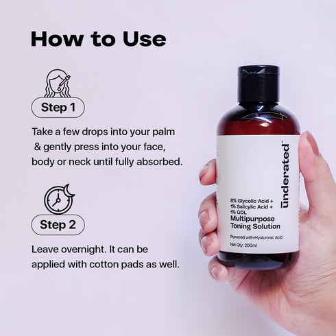 Underated 8% Glycolic Acid + 1% Salicylic Acid + 1% GDL Multipurpose Toning Solution