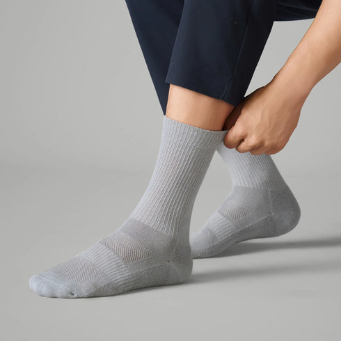XYXX Crew-Length Socks - Cement Grey