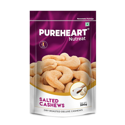 Pureheart Nutreat Roasted Salted Cashews | Flavourful & Crunchy Snack