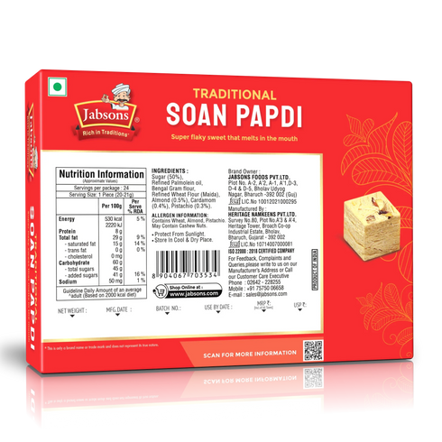 Jabsons Foods Soan Papdi-Traditional-Box Pack
